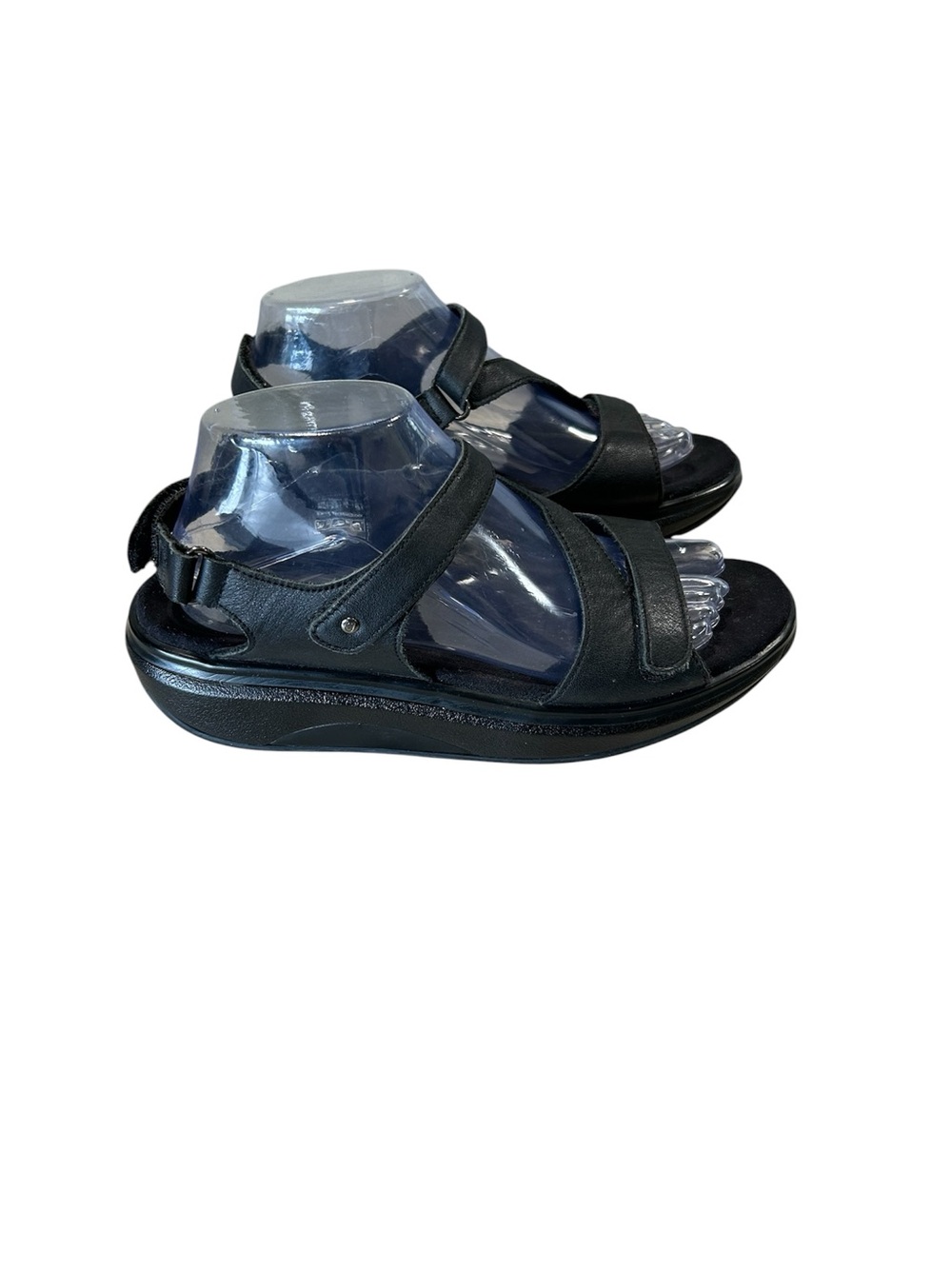 Joya ID Jewel in Black Hook And Loop Strap Sandals Womens Eur 39 2/3, US 8.5